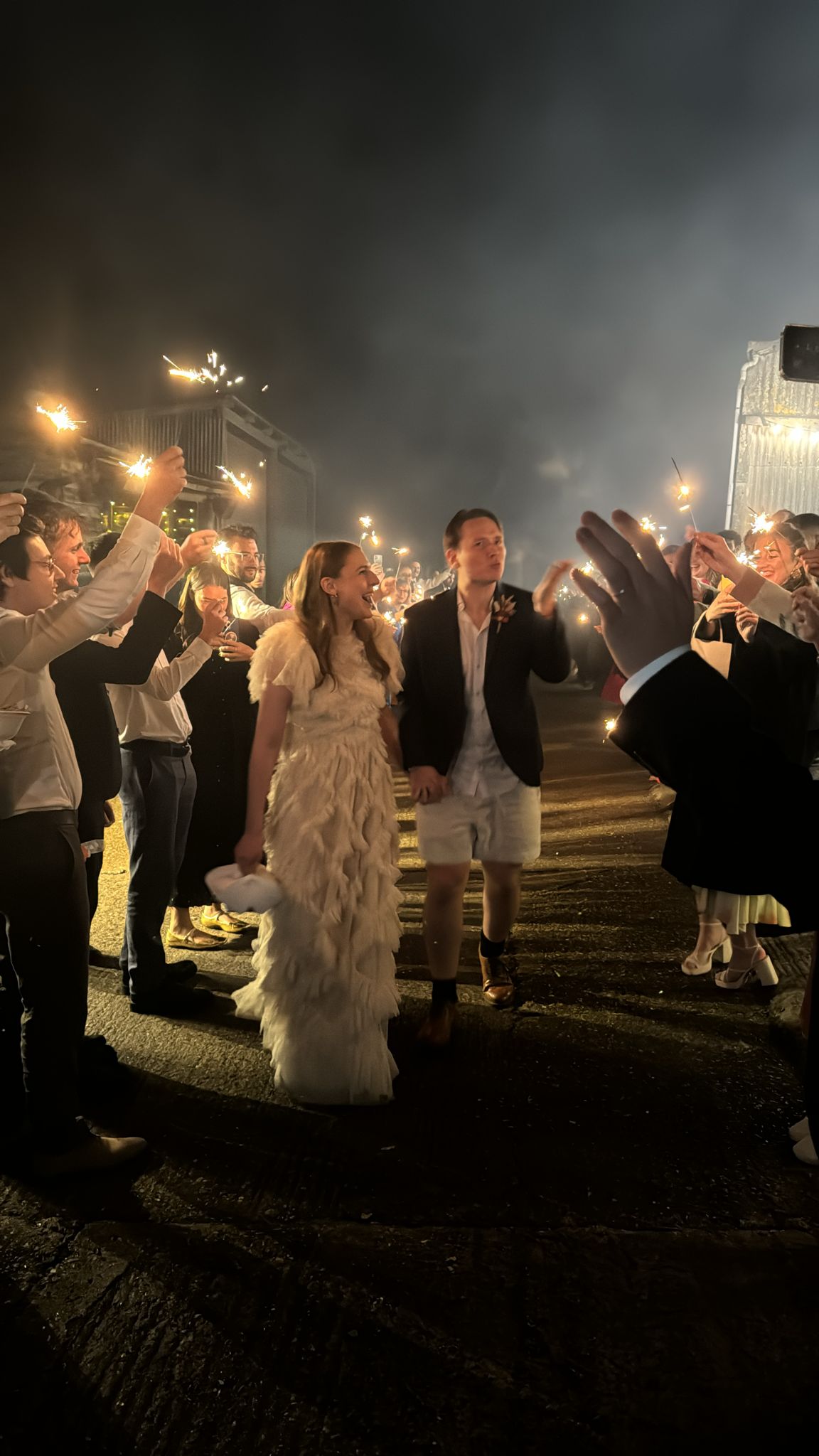 newly wedded couple having fun at their weeding